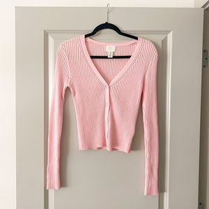 H&M Pink Rib Knit Cardigan